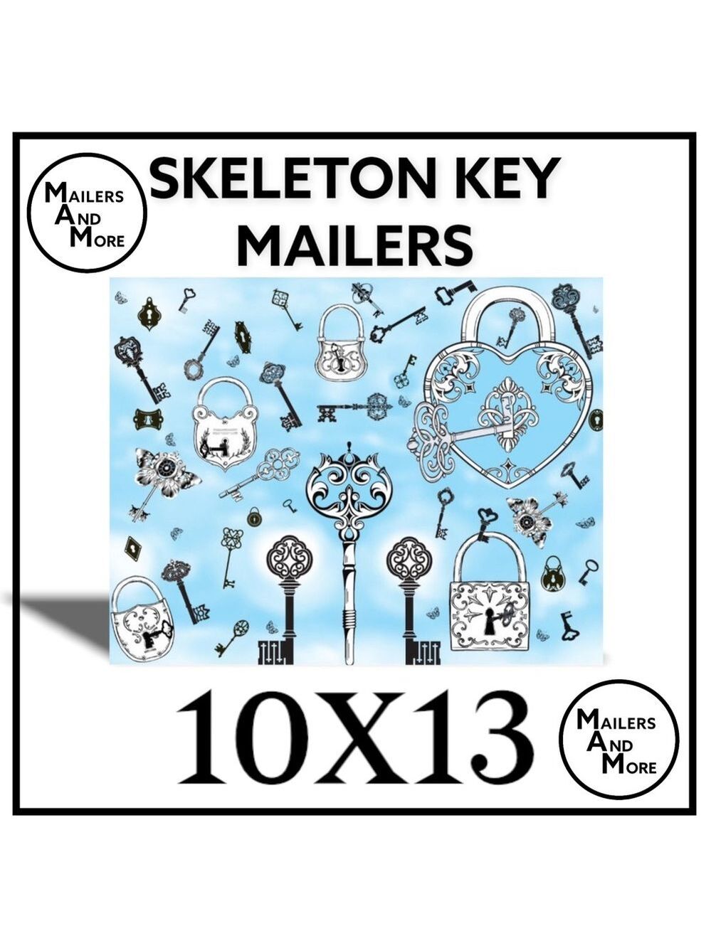25 10X13 Poly Mailers Skeleton Key and Padlocks Shipping Envelopes PRICE IS FIRM - Picture 8 of 11